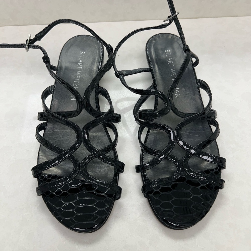 Stuart Weitzman black sandal wedges